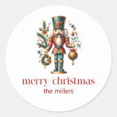 Kerstthema Notenkraker Ronde Sticker (Voorkant)