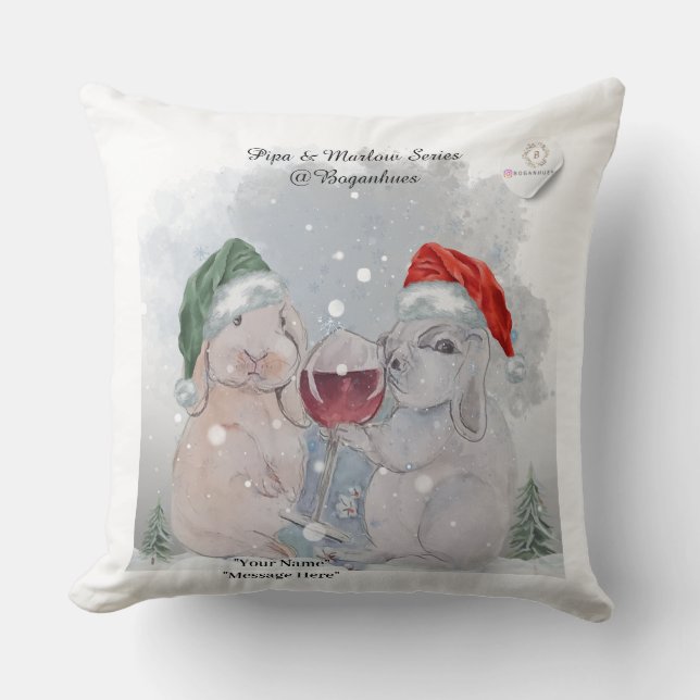 Kerstthema Pipa & Marlow print Kussen (Voorkant)