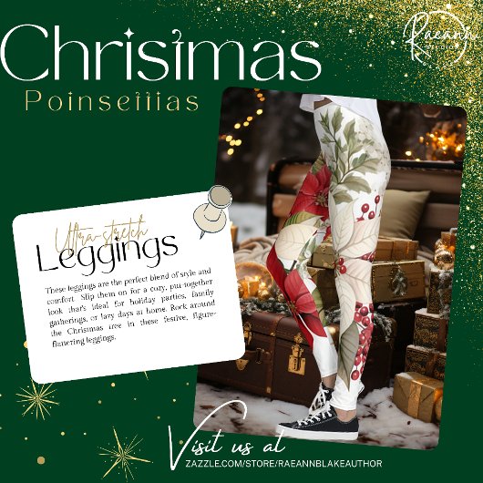 Kerstthema Poinsettia Leggings