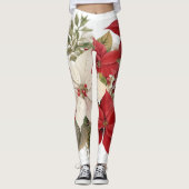 Kerstthema Poinsettia Leggings (Voorkant)