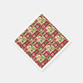 Kerstthema Snowman Snowflakes Red Green Gold Servet (Hoek)