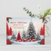 Kerstthema versierd landschap kaart (Staand voorkant)