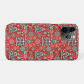 Kerstthemapatroon met bomen en sneeuwvlokken Case-Mate iPhone case (Achterkant (horizontaal))