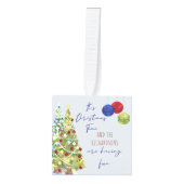 Kersttijd 3 Gezinsfoto's en naamsgeluiden Kubus Ornament (Voorkant)