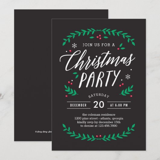 Kersttijd BEWERKBARE KLEUR Party Uitnodiging (Voorkant / Achterkant)