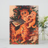 Kersttijd Catland Louis Wain Flat Card (Staand voorkant)