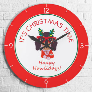 Kersttijd Cute Funny Dog Holiday Home Decor Grote Klok