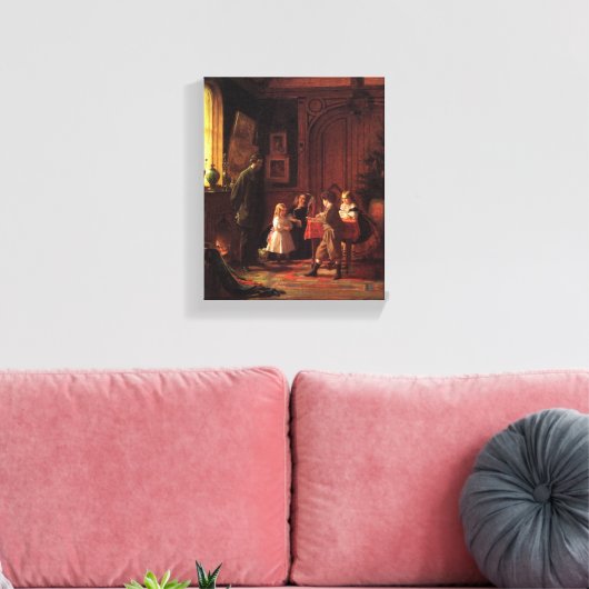 Kersttijd ( kerstscène) canvas afdruk (Insitu (Woonkamer))