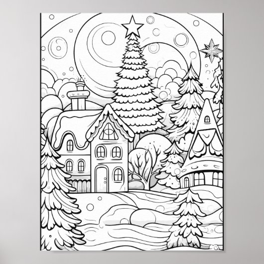 Kersttijd Kleurend Poster (Voorkant)