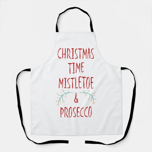 Kersttijd Mistletoe & Prosecco Schort (Voorkant)