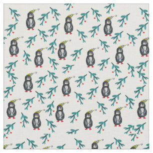 Kersttijd Pinguïns Waterverf Stof
