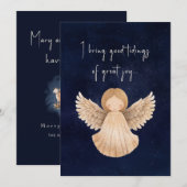 Kersttijdingen Van Groot Jool Waterverf Engel Feestdagenkaart (Voorkant / Achterkant)