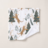 Kersttijger en een boompatroon bad handdoek (Wasdoekje)
