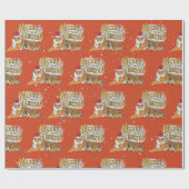  kersttijger en vrolijk kerstfeest cadeaupapier (Vlak)