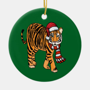 Kersttijger Keramisch Ornament