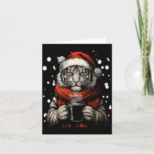 Kersttijger met Santa-hoed Koffieliefhebber Grappi Kaart