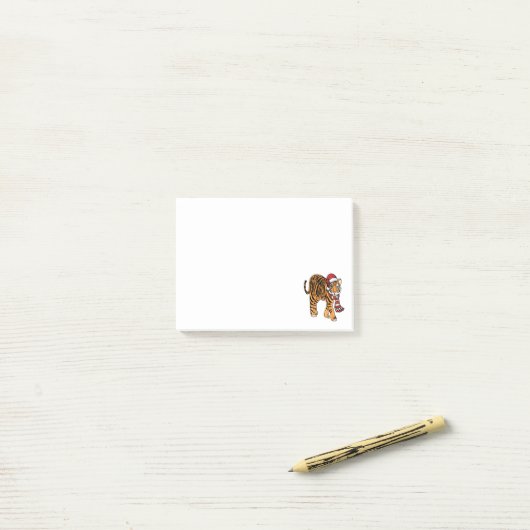 Kersttijger Post-it® Notes (Op bureau)