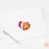 Kersttijger Ronde Sticker (Envelop)