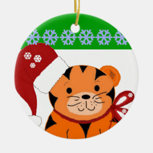 Kersttijger Vakantie Kinderen Keramisch Ornament
