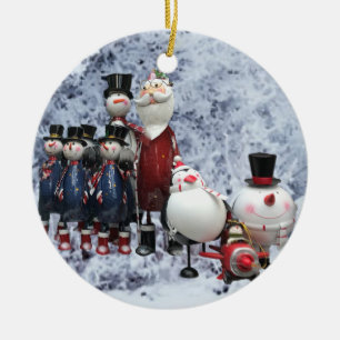 kersttin Choir, met Kerstman, Snowman, Pinguïn Keramisch Ornament
