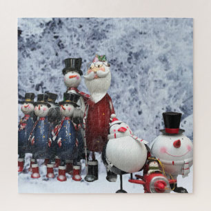 kersttin Choir, met Kerstman, Snowman, Pinguïn Legpuzzel