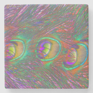 kersttinsel Peacock Feathers Stenen Onderzetter