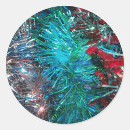 kersttinselaars ronde sticker