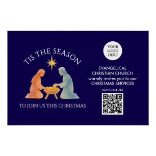 KERSTTIS Logo QR Kerkdiensten Kerstmis Perfect Poster
