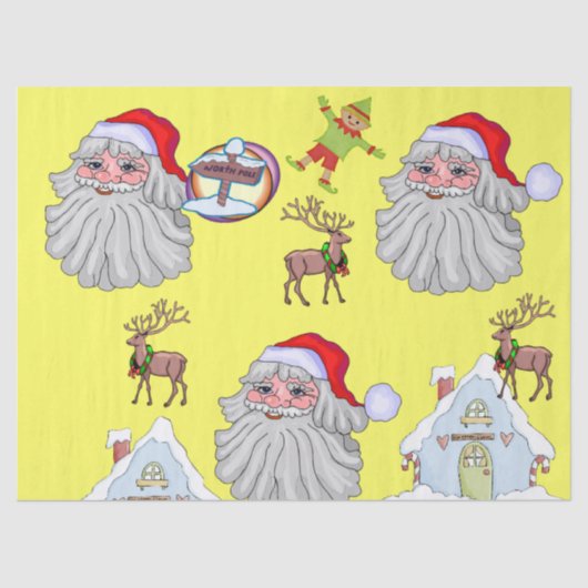 kersttissue Paper North Pole Santa Tissuepapier (Voorkant)