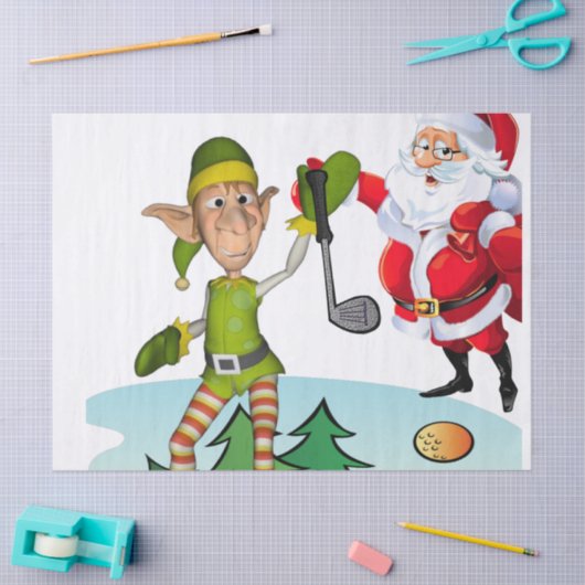 kersttissue paper, Santa Golf Tissuepapier (Craft)