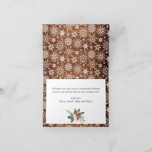 kersttong bruin hout 3-fotografie feestdagen kaart (Binnen)