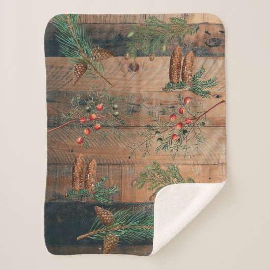 kersttong naaldbomen Pijnhout Sherpa Deken (Voorkant)