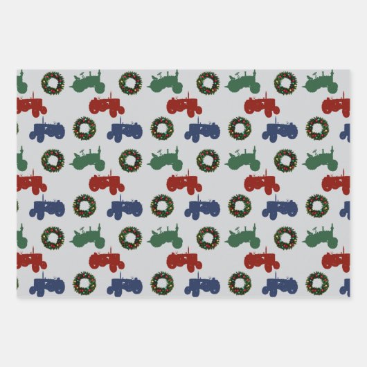 Kersttractoren patterned inpakpapier vel (Voorkant)