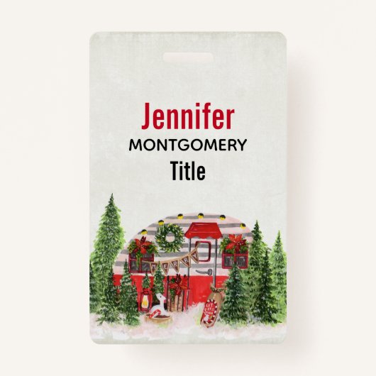 Kersttrailer Camper Outdoorsy Thema Badge (Voorkant)