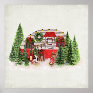 Kersttrailer Camper Outdoorsy Thema Poster