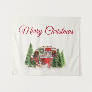 Kersttrailer Camper Outdoorsy Thema Wandkleed