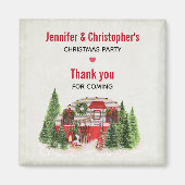 Kersttrailer Camper Rustic Scene Dank u Magneet (Voorkant)