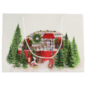 Kersttrailer Camper Rustic Scene Groot Cadeauzakje (Achterkant)