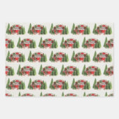 Kersttrailer Camper Rustic Scene Inpakpapier Vel (Voorkant)