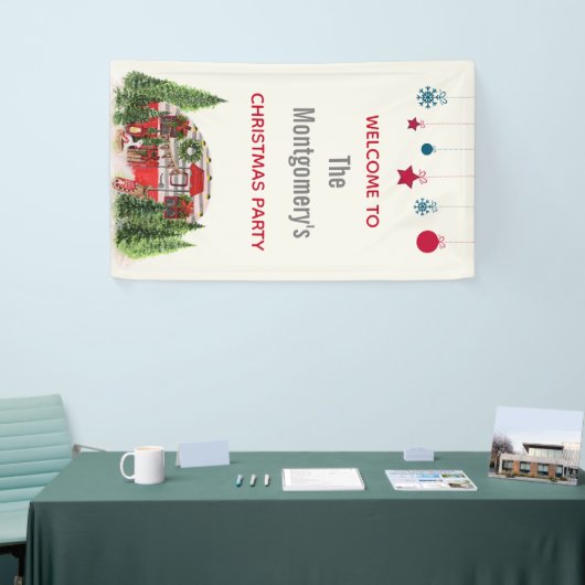 Kersttrailer Camper Rustic Scene Spandoek (Beurs)