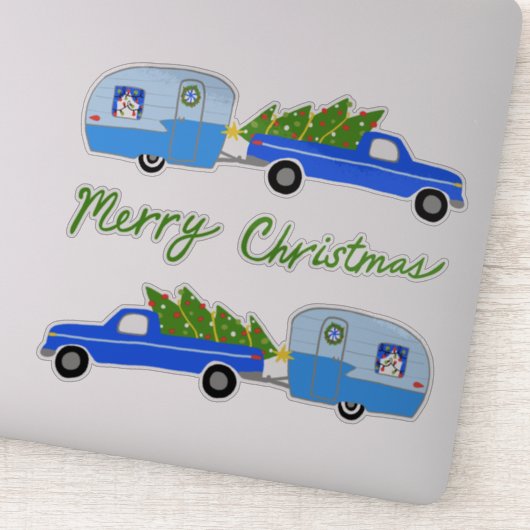 Kersttrailer Camper RV  Retro Holiday Sticker (Detail)