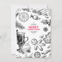 Kersttraktaties vintage tekening. Kerstvakantie