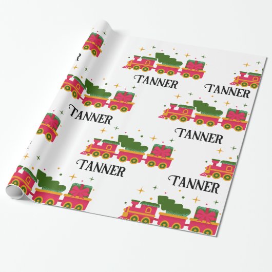 Kersttrein Aangepaste naam Cadeaupapier (Uitgerold)