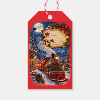 Kersttrein Cadeautags van de Kerstman Cadeaulabel