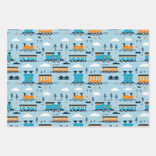 Kersttrein en bomen inpakpapier vel (Voorkant 3)