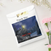 Kersttrein in de sneeuw bedankzakje (Gezegeld)