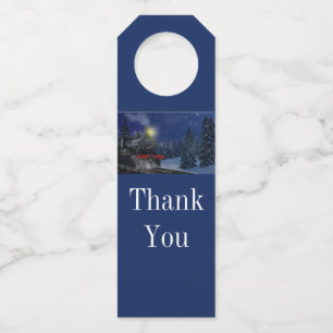 Kersttrein in de sneeuw flessenhanger