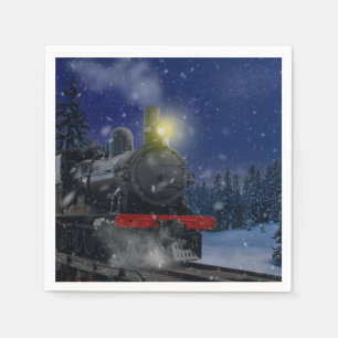 Kersttrein in de sneeuw servet