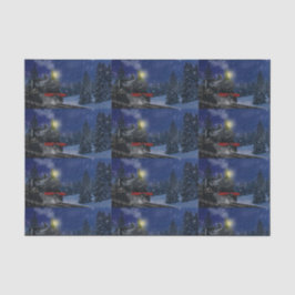 Kersttrein in de sneeuw tissuepapier