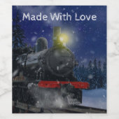 Kersttrein in de sneeuw wijn etiket (Enkel label)